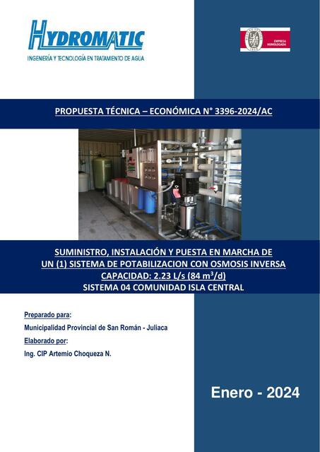 Sistema de Potabilización con Ósmosis Inversa 