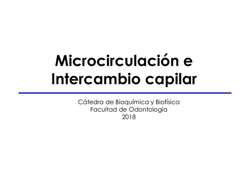 Microcirculación e intercambio capilar