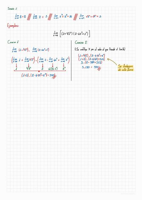 Calculo I Operaciones con limites