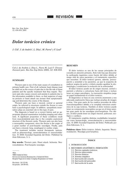 dolor toracico articulo lectura obligatorio de dolor