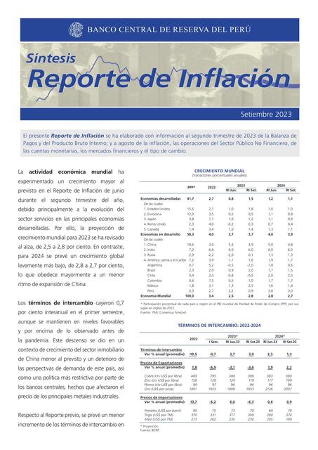 Reporte de inflación   