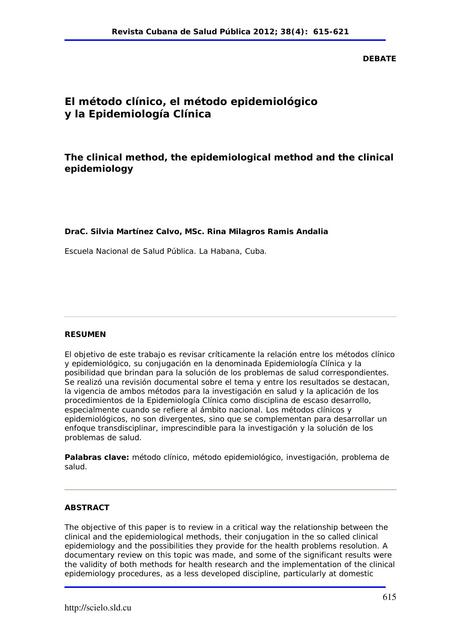  El método clínico método epidemiológico y epidemiologia clinica 