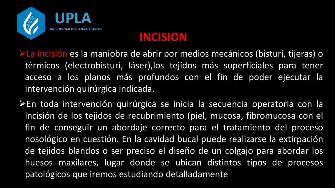 INCISION COLGAJO Y SUTURA