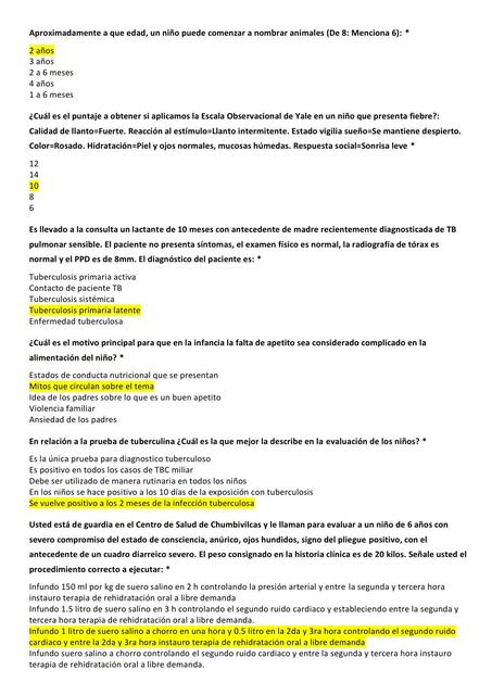 Examen pediatría II 