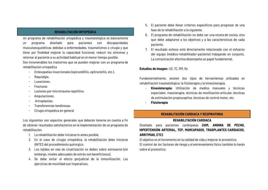 Rehabilitación ortopédica  