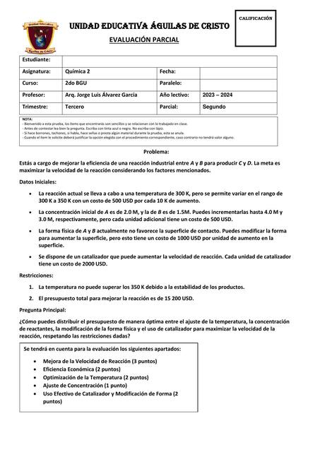 Evaluación parcial Química 