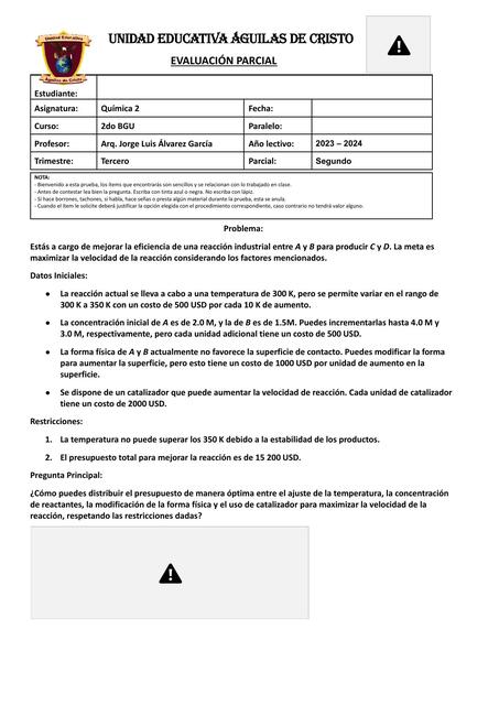 Evaluación Parcial de Química 