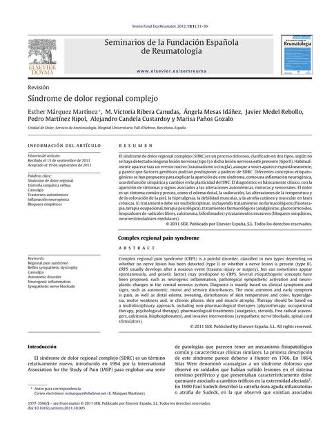 Síndrome de dolor regional complejo