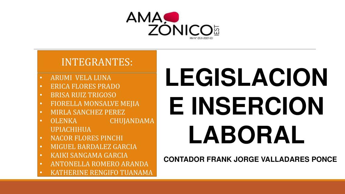 Legislación e Inserción Laboral 