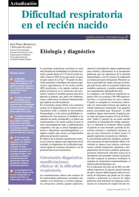 Dificultad respiratoria en el recien nacido 