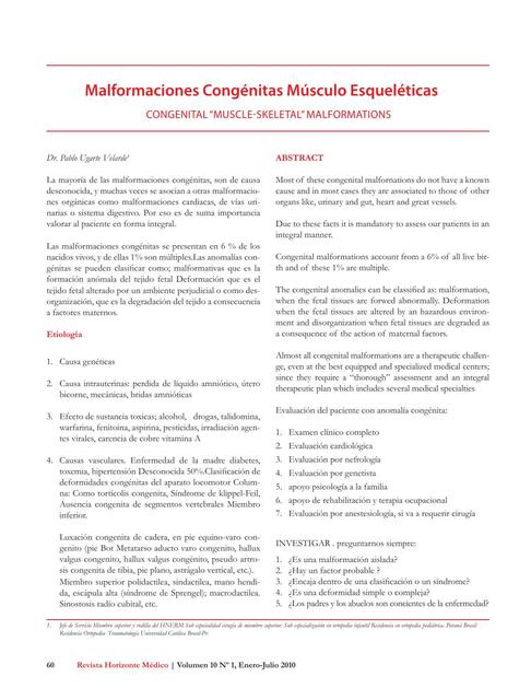 Malformaciones Congenitas Musculo Esqueleticas