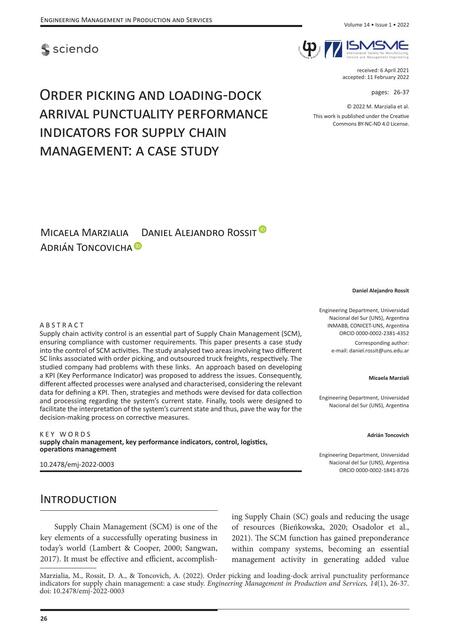 Order picking and loading-dock arrival punctuality performance indicators for supply chain management