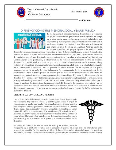 Diferenciación entre medicina social y salud pública