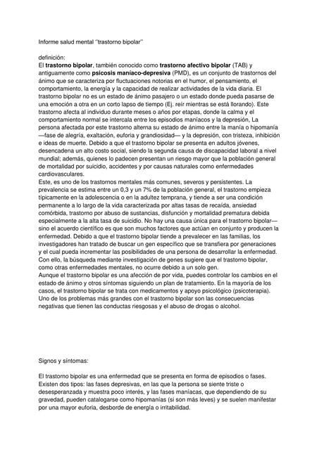 Informe salud mental trastorno bipolar  