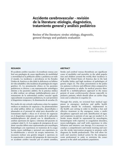 Accidente cerebrovascular revisión de la literatura