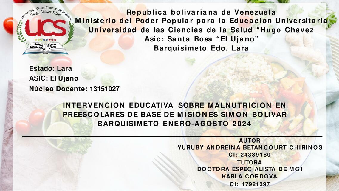 Proyecto comunitario malnutrición