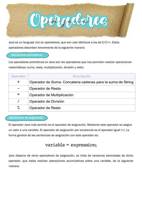 Operadores en Java