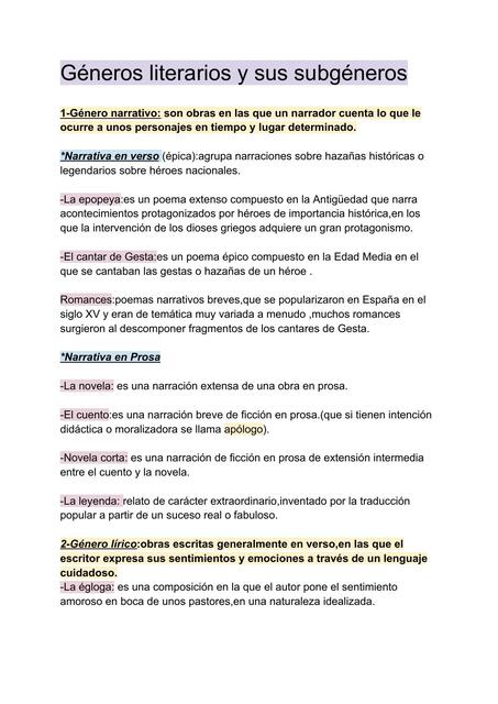 Resúmenes de Subgéneros literarios | Descarga apuntes de Subgéneros ...