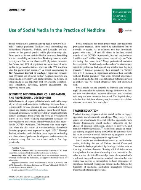 Use of Social Media in the Practice of Medicine | | uDocz