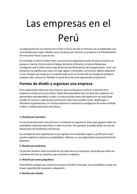 Las empresas en el Perú