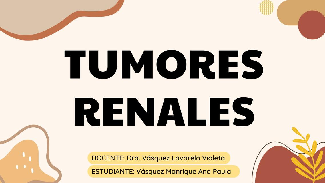 TUMORES RENALES Celulas claras Tumor de Wilms