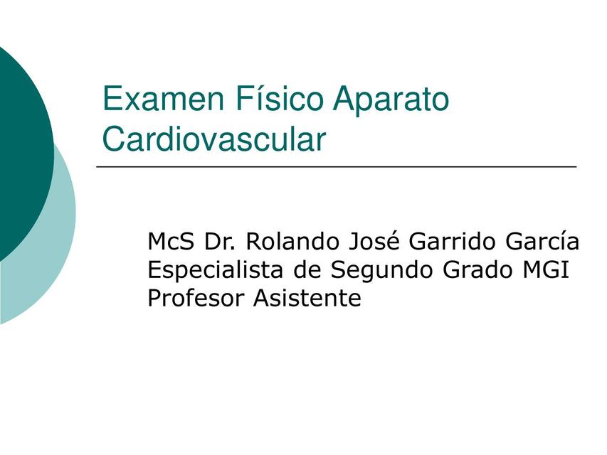 Examen fisico aparato cardiovascular