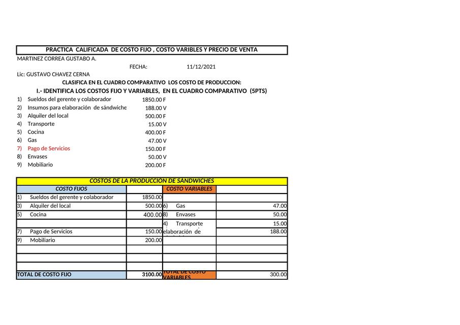 Practica calificada costo fijo 