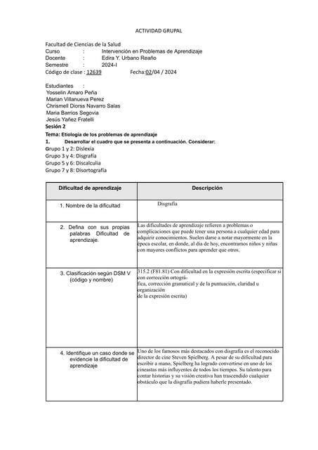 Etiología de los Problemas de Aprendizaje 