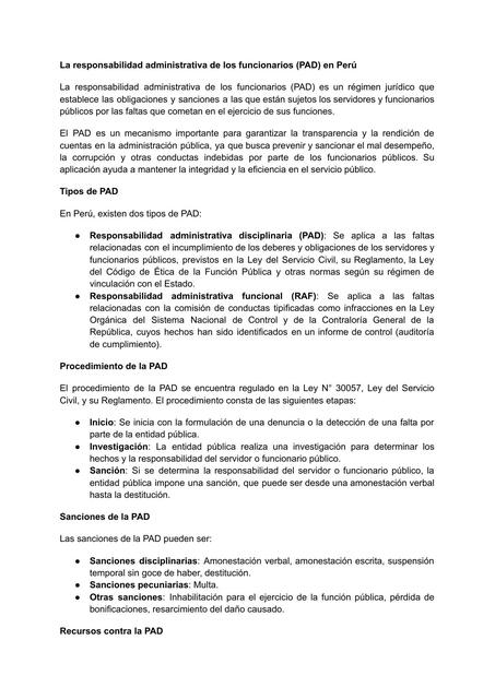 La Responsabilidad Administrativa de los Funcionarios en Perú 