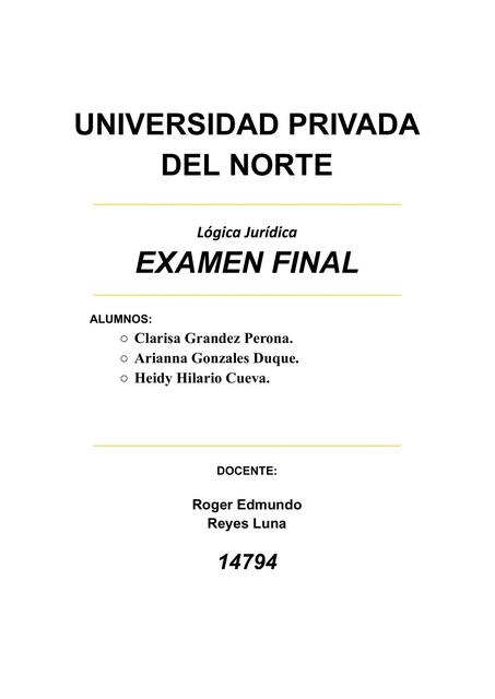 Lógica Jurídica Examen Final 