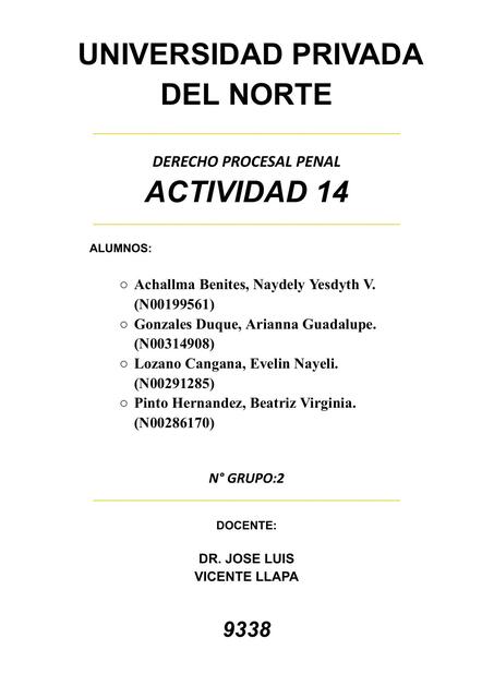 Derecho Procesal Penal -Actividad