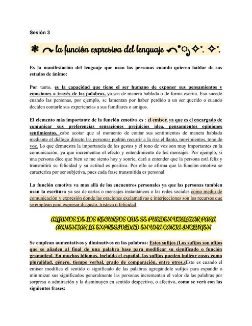 Sesión 3 la expresividad en la carta