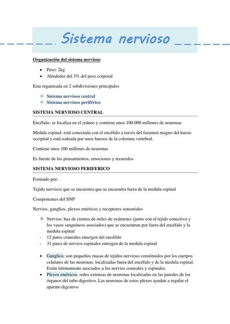 Sistema nervioso generalidades