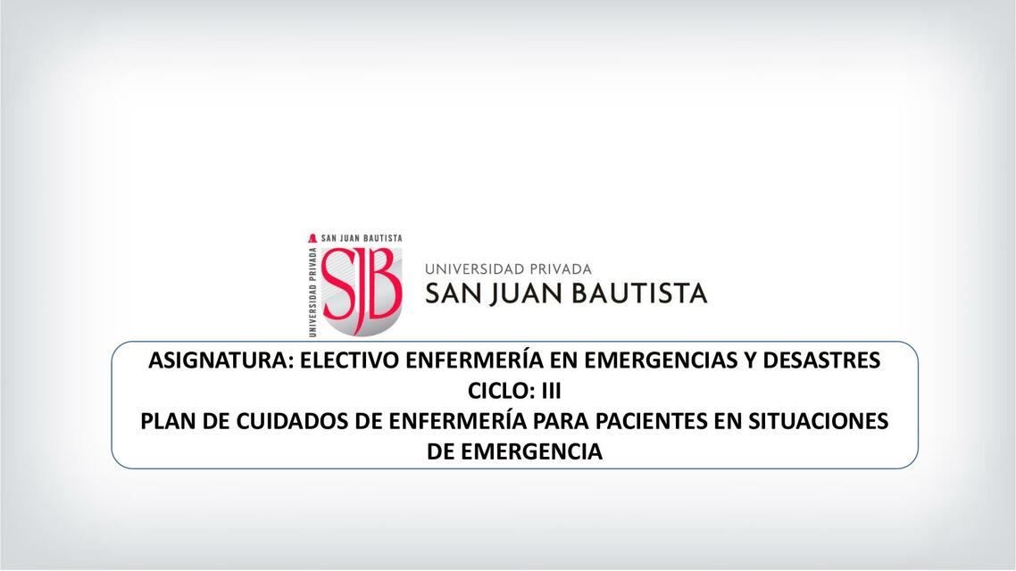 Plan de Cuidados de Enfermería para Pacientes en Situaciones de Emergencia 