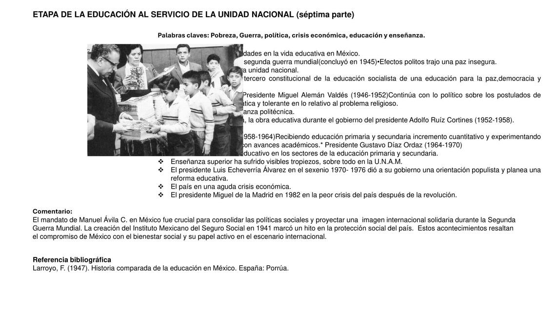 Etapas de la Educación al Servicio de la Unidad Nacional 