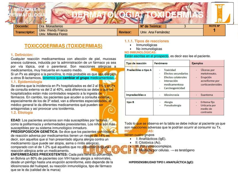 TOXICODERMIAS