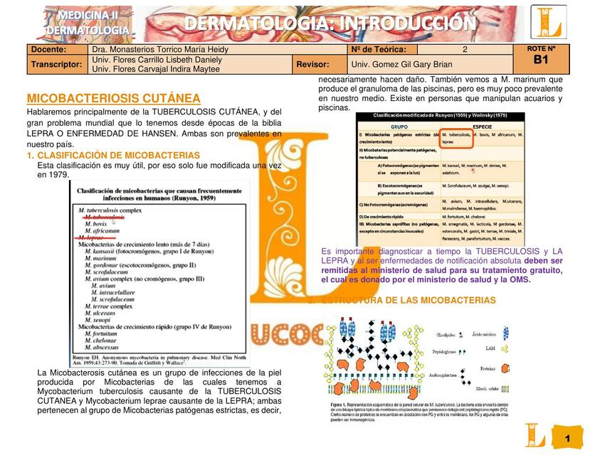 Micobacteriosis cutánea  