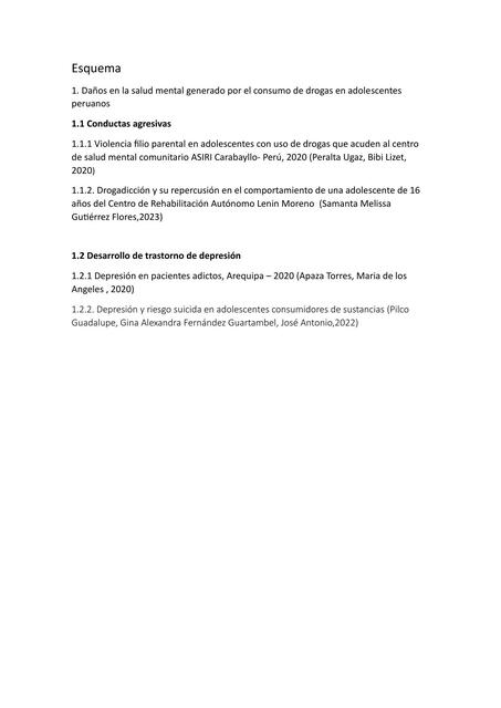 Daños en la Salud Mental Generado por el Consumo de Drogas en Adolescentes Peruanos 