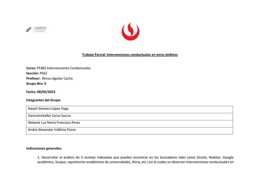 Trabajo Parcial Intervenciones conductuales