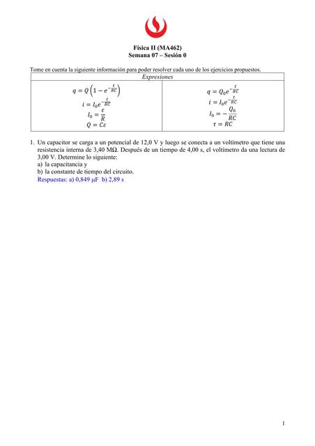 Carga y descarga de un capacitor PRE