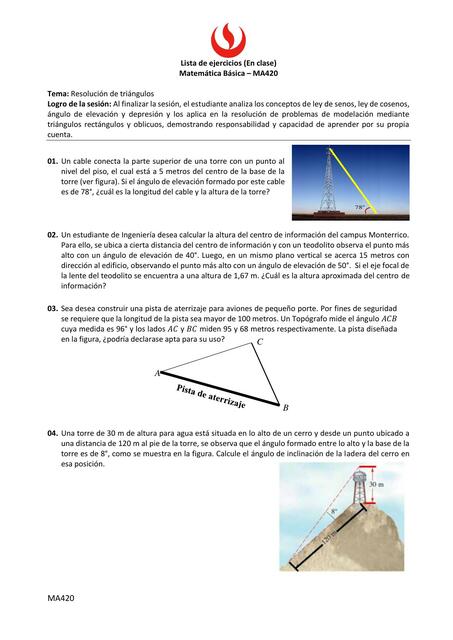 Matemática Básica- Lista de Ejercicios 