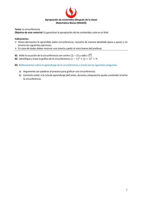 Apropiación de Contenidos- Matemática Básica 