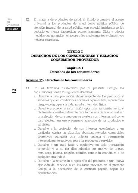 Derechos de los Consumidores y Relación Consumidor- Proveedor 