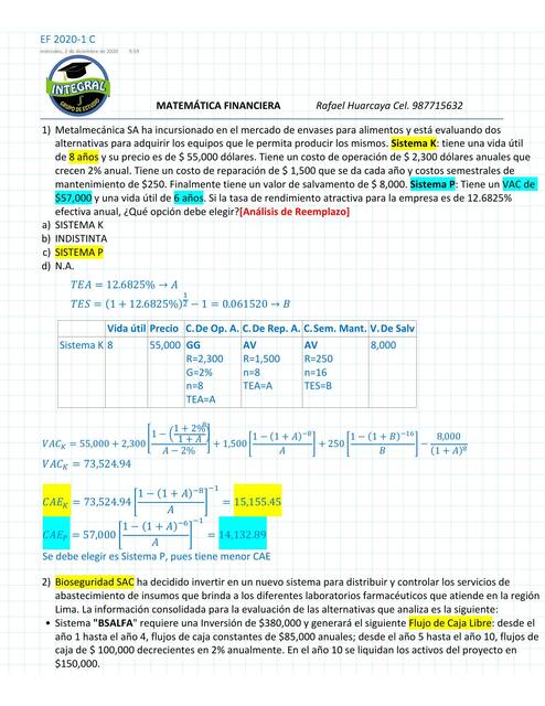 Ejercicios de Matemática Financiera 