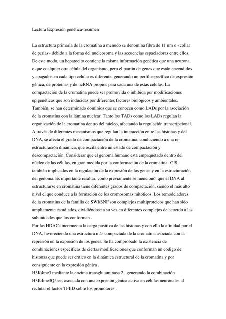 Resumen lectura expresión génica