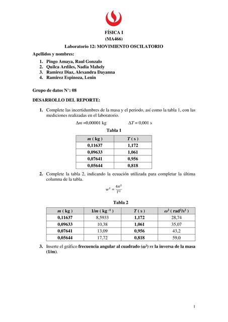 Reporte de laboratorio N 12 | Marieta Montes | uDocz