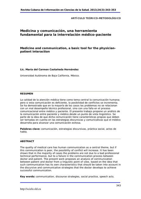 Medicina y Comunicación, una Herramienta Fundamental para la Interrelación Médico-Paciente 