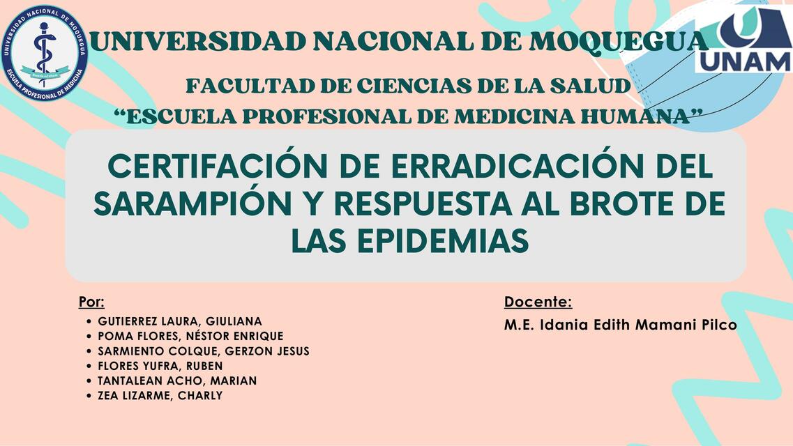 Certifación de erradicación del sarampión y respuesta al brote de las epidemias