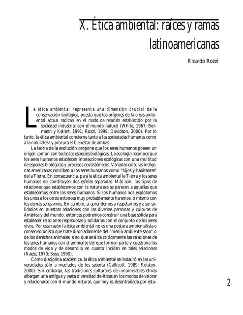 Ética Ambiental: Raíces y Ramas Latinoamericanas 