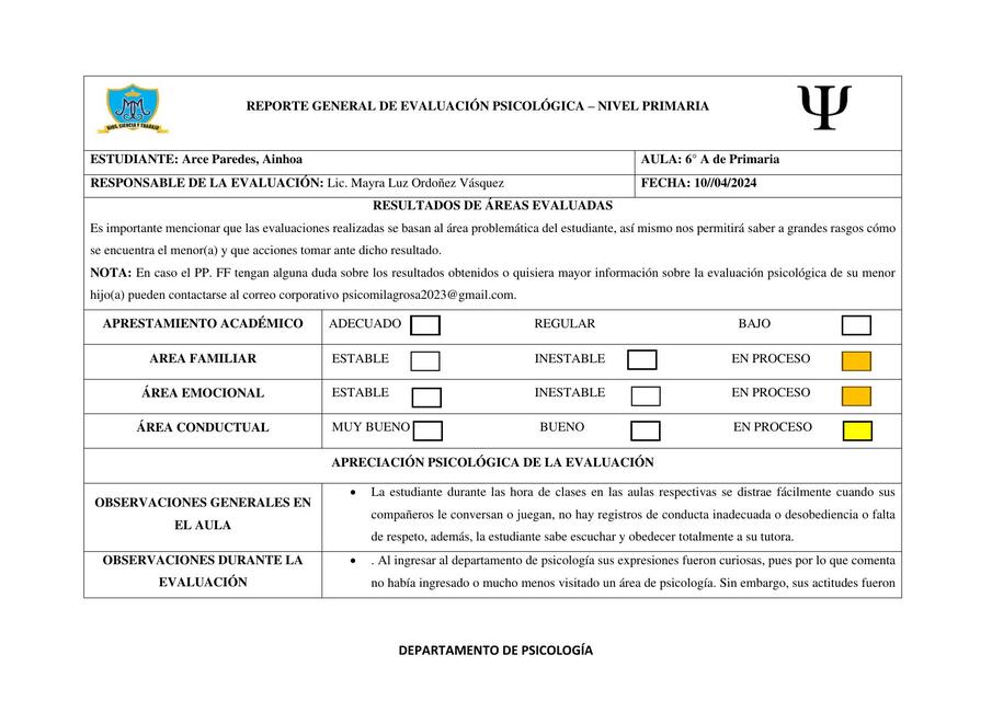 Evaluación psicológica  